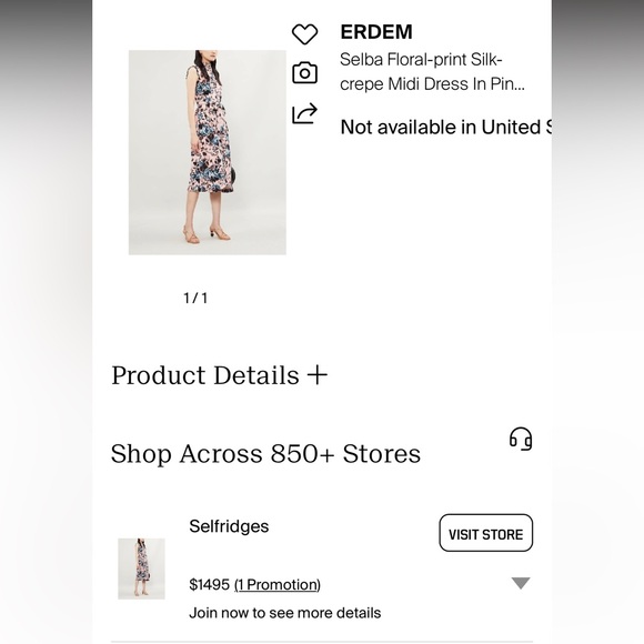 ERDEM SEBLA Floral Pink and Blue Sleeveless Dress Size 6 - Picture 3 of 16